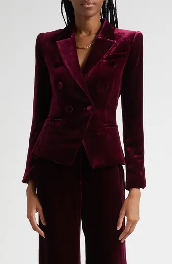 L'AGENCE Marie Double Breasted Velvet Blazer | Nordstrom | Nordstrom