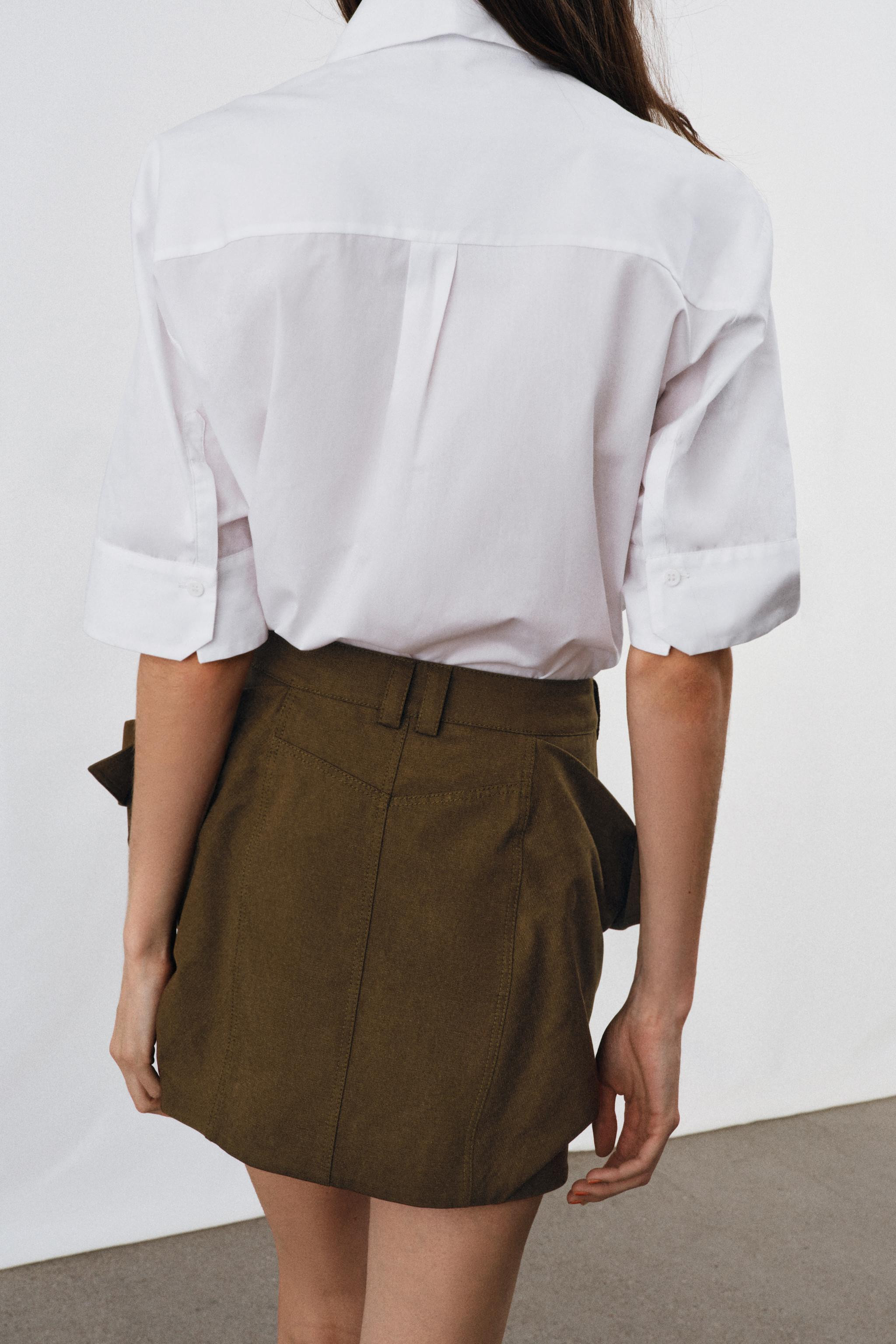 ZW COLLECTION POPLIN SHIRT WITH BIB | Zara US