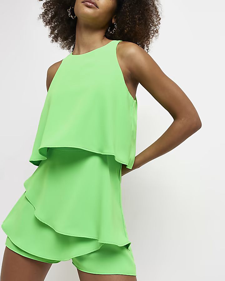 Green layered playsuit | River Island (UK & IE)