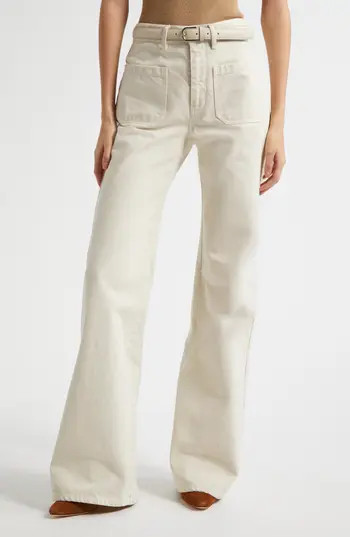 Nili Lotan Florence Patch Pocket Flare Jeans in Stone at Nordstrom Rack, Size 0 | Nordstrom Rack