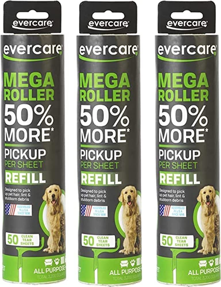 Evercare Pack of 3 All-Purpose Pet Mega Oversized Lint Roller Refills, 50 Count (Pack of 3) | Amazon (US)