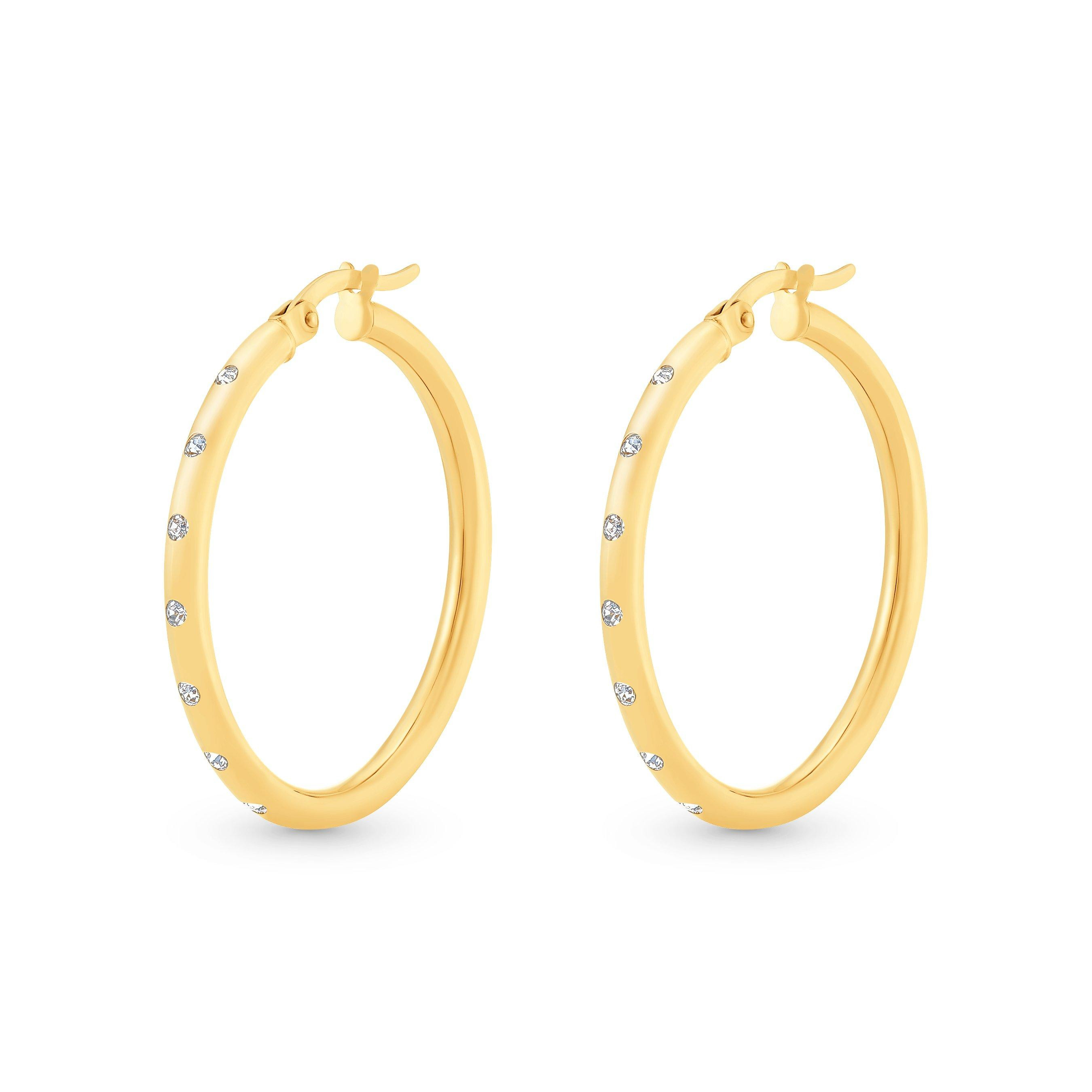 Beaverbrooks Sterling Silver 9ct Yellow Gold Bonded Cubic Zirconia Hoop Earrings | 0155835 | Beav... | Beaverbrooks