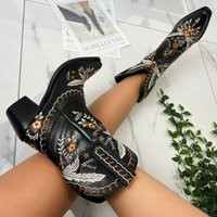 Cowboy Western Black Ankle Boots | Etsy (US)