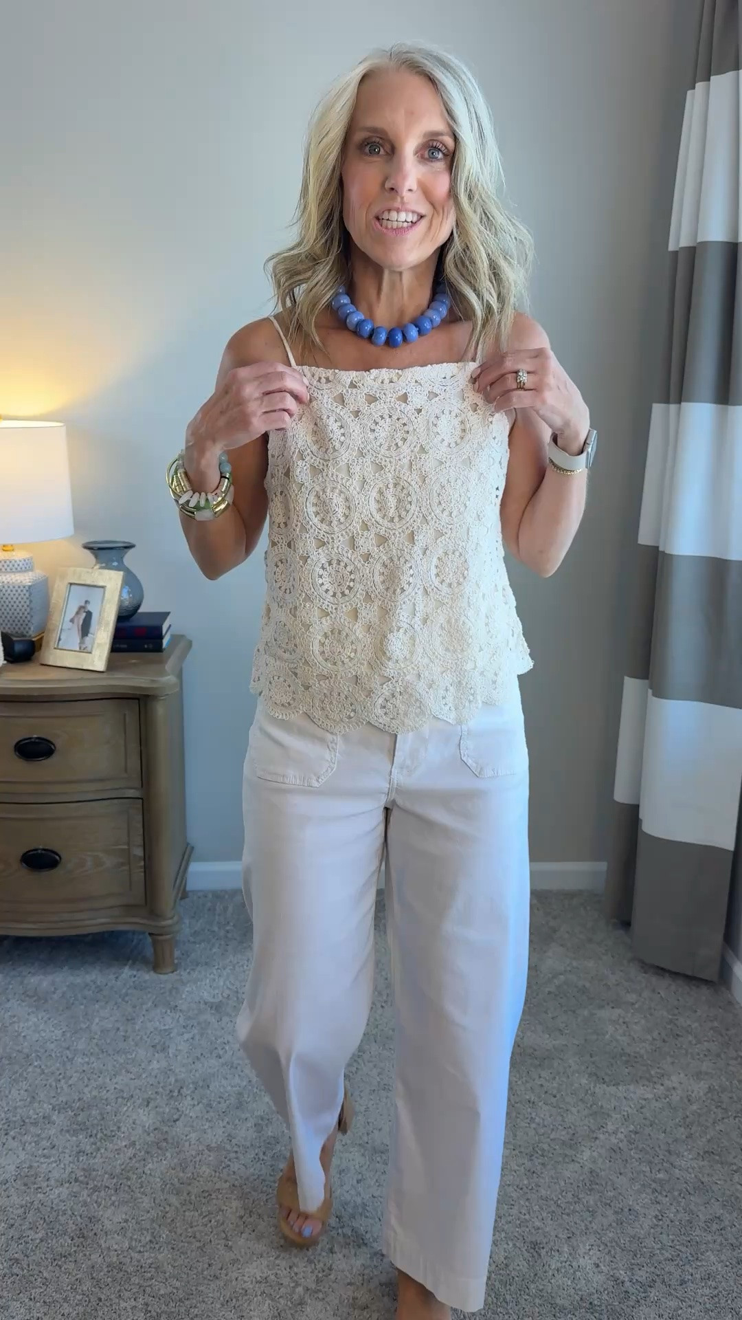 You’ll find yourself reaching for both of these over and over. Wearing XS top and 27 pants. The most comfy pants that can be worn casual or dressed up. Crochet is so on trend!

#LTKootd #LTKOver40 #LTKSaleAlert