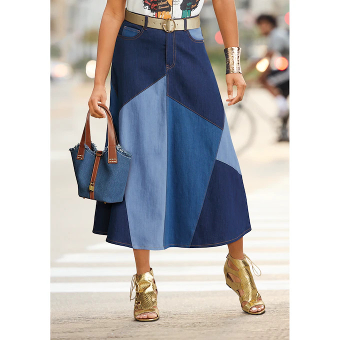 Phaedra Patchwork Denim Skirt | Ashro