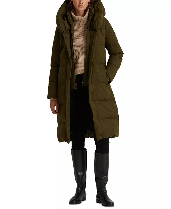 Lauren Ralph Lauren Women's Oversized-Collar Hooded Down Coat - Macy's | Macy's
