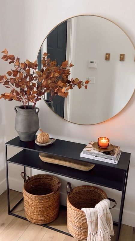 Fall Entryway 🍂🤎
Love keeping my entryway simple for each new season. Added faux fall florals, an autumn candle, and a simple woven pumpkin  

#LTKSeasonal #LTKhome #LTKHoliday