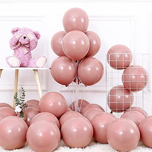 Dusty Pink Balloons 12 Inch 50 Pcs Baby Shower Party Decoration Rose Pink Happy Birthday Decoration  | Amazon (US)
