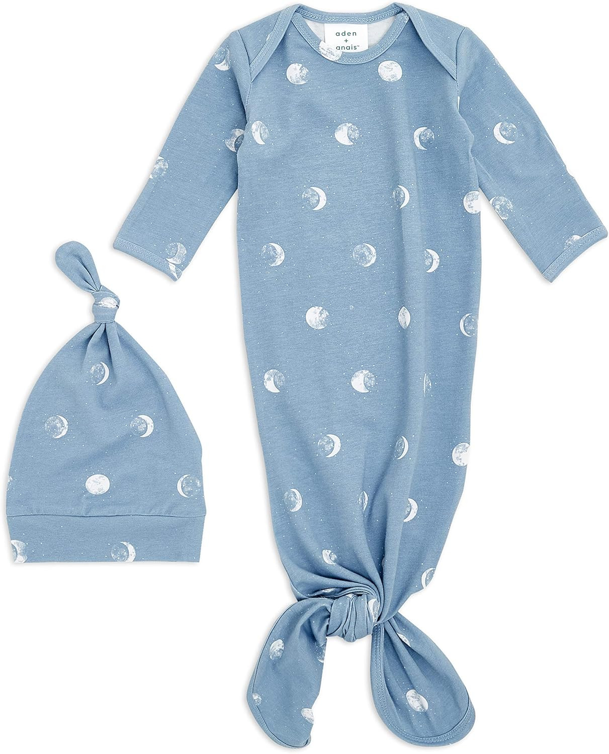 aden + anais Comfort Knit Knotted Newborn Baby Gown and Hat, 2 Piece Set, 0-3 Months | Amazon (US)