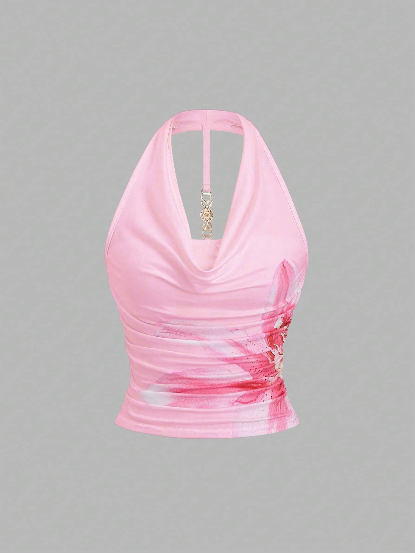 Sweetra Elegant Draped Neck Fitted Sleeveless Tank Top | SHEIN