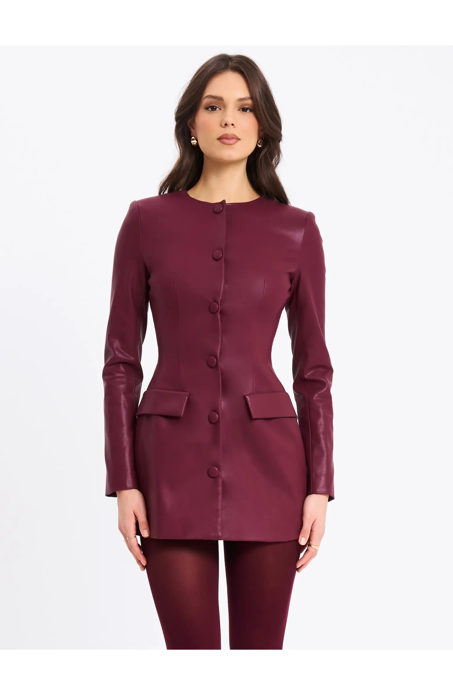 Baila Vegan Leather Blazer Mini Dress | Nordstrom
