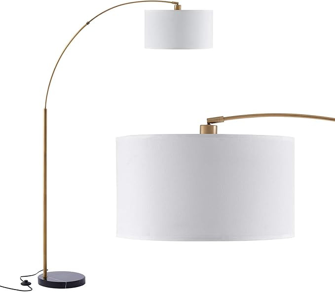 Archiology Floor Lamp - Arc Floor Lamp with Unique Hanging White Linen Drum Shade & Marble Base,7... | Amazon (US)
