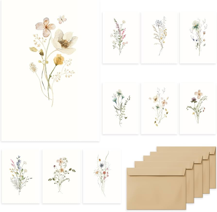 slapaflife Blank Cards,Blank Greeting Cards 4x6,40Pack -Elegant Floral Design Blank Greeting Card... | Amazon (US)
