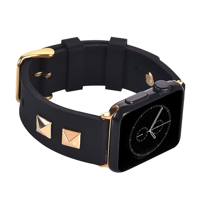 Watch Straps compatible Apple Watch 42mm/44mm,Black Soft Silicone Sport Bands for Men Women,Repla... | Amazon (US)