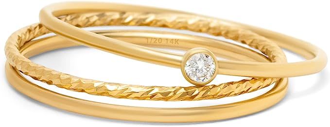 BENIQUE 14K Gold Filled Rings for Women, Solid 925 Sterling Silver Rings, 1mm Thin Skinny Simple ... | Amazon (US)