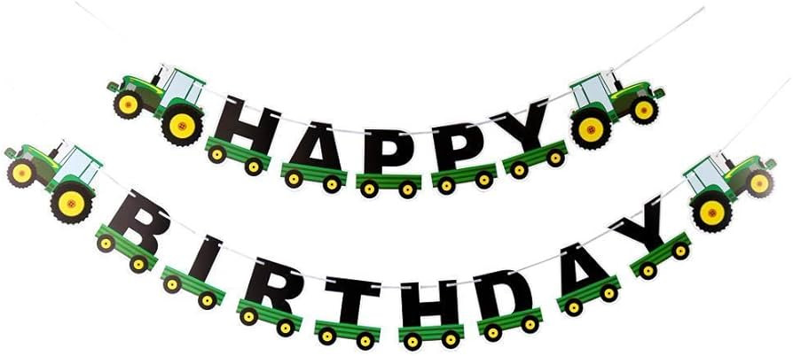 Tractor Happy Birthday Bunting Banner, Tractor Themed Birthday Party Supplies for Baby Shower Par... | Amazon (US)