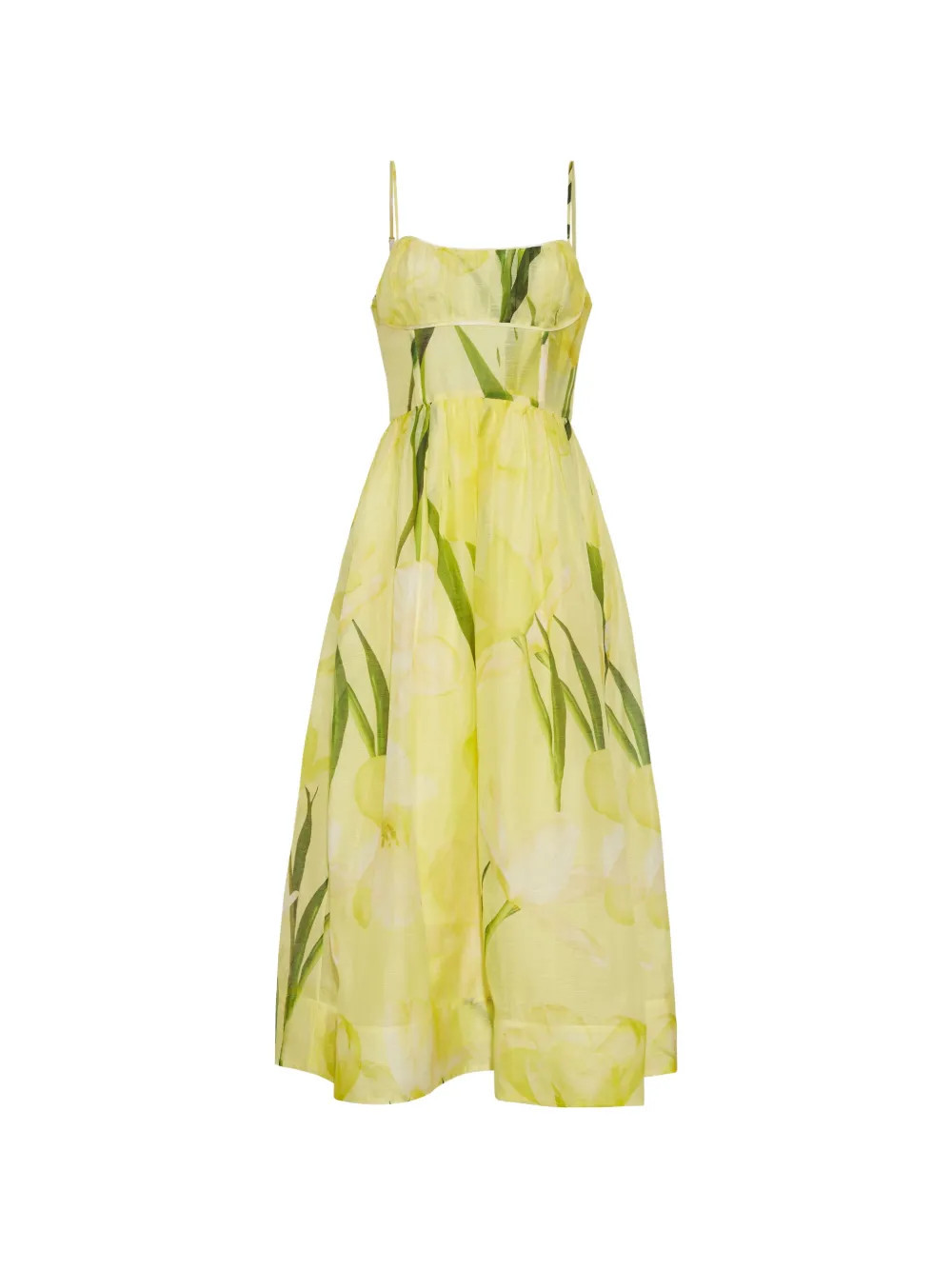 Cara Cara Alba floral-print midi dress - Yellow | Farfetch Global