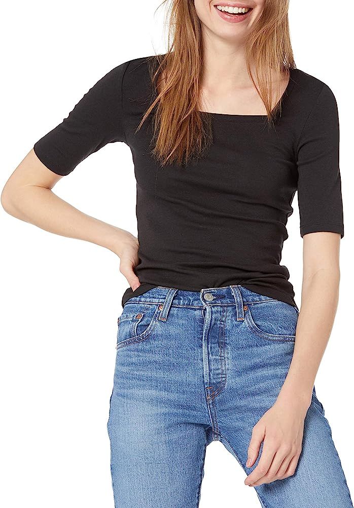 Amazon Essentials Women's Slim Fit Half Sleeve Square Neck T-Shirt | Amazon (US)