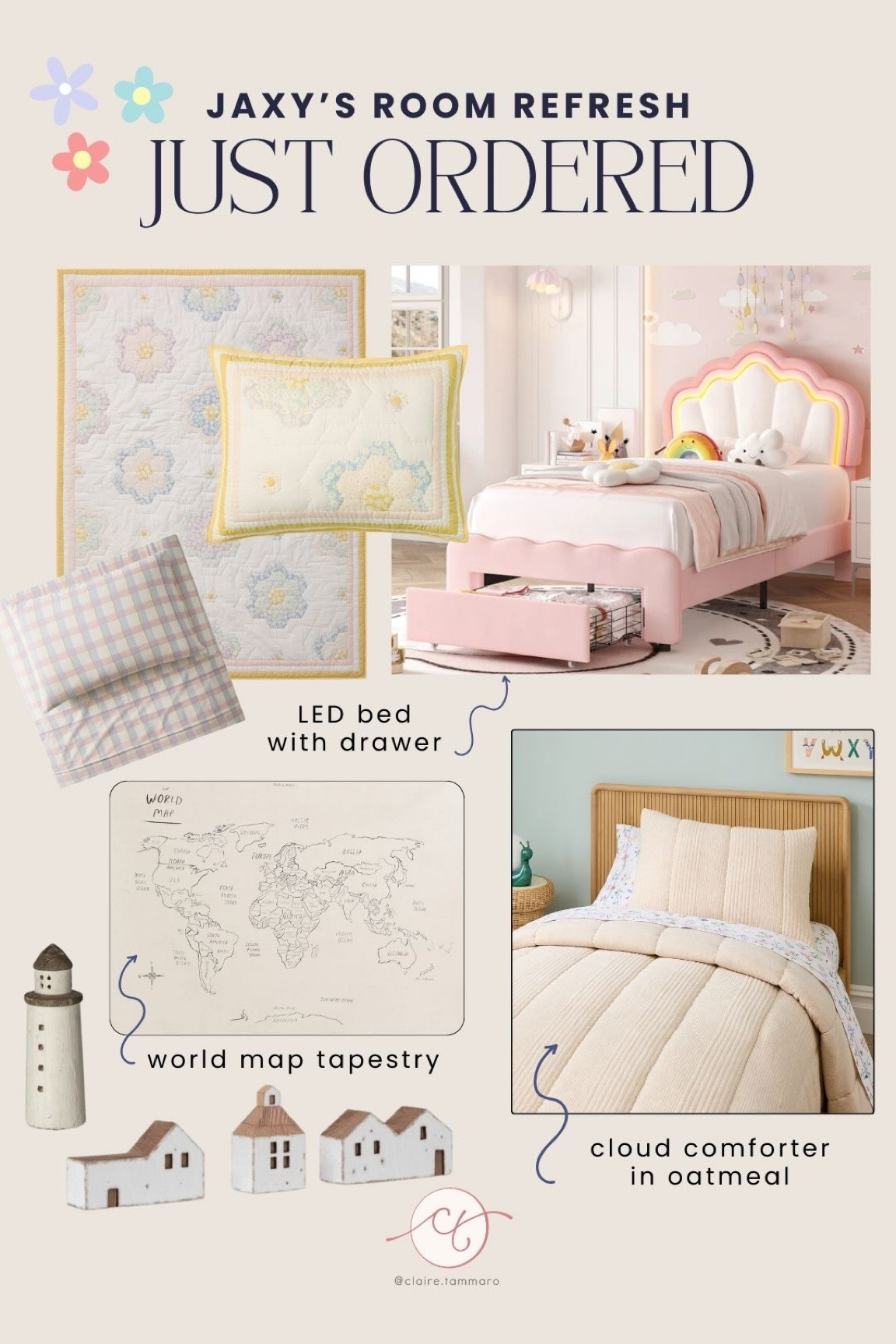 Just ordered for Jaxy’s bedroom update 👀☁️🌸🌼 

LED bed with drawer, quilted sham, gingham sheets, cloud comforter, tapestry, kids room decor, kids bedroom decor, kids bedding, west elm kids, wayfair kids bed

#LTKKids #LTKHome #LTKFamily