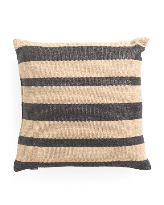 22x22 Outdoor Striped Straw Pillow | TJ Maxx