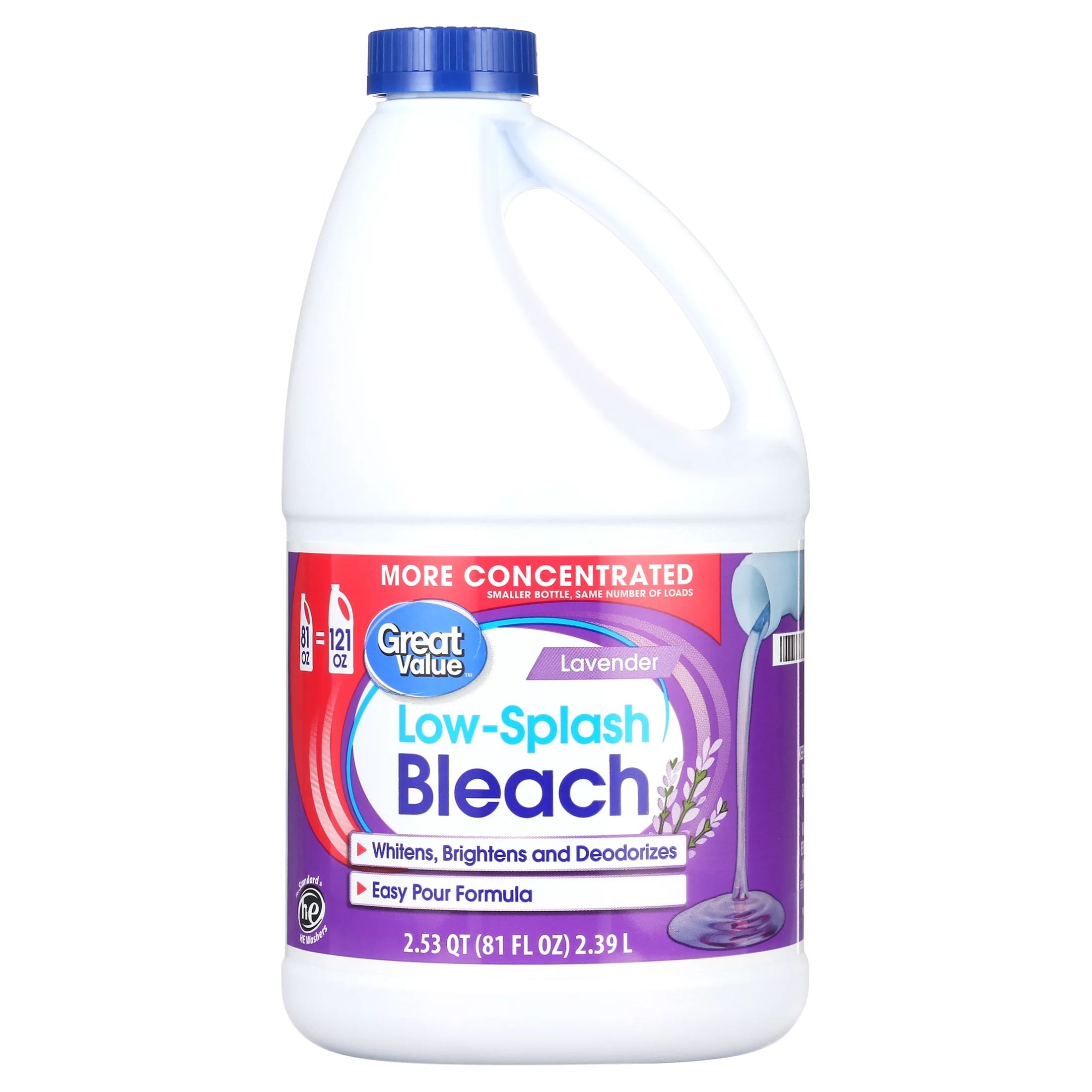 Great Value Low-Splash Bleach, Lavender, 81 fl oz - Walmart.com | Walmart (US)