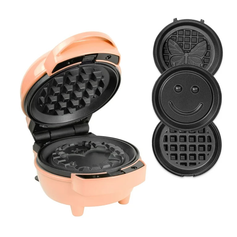 MyMini 5 Plate Waffle Maker Bundle, 400 Watts, Peach | Walmart (US)