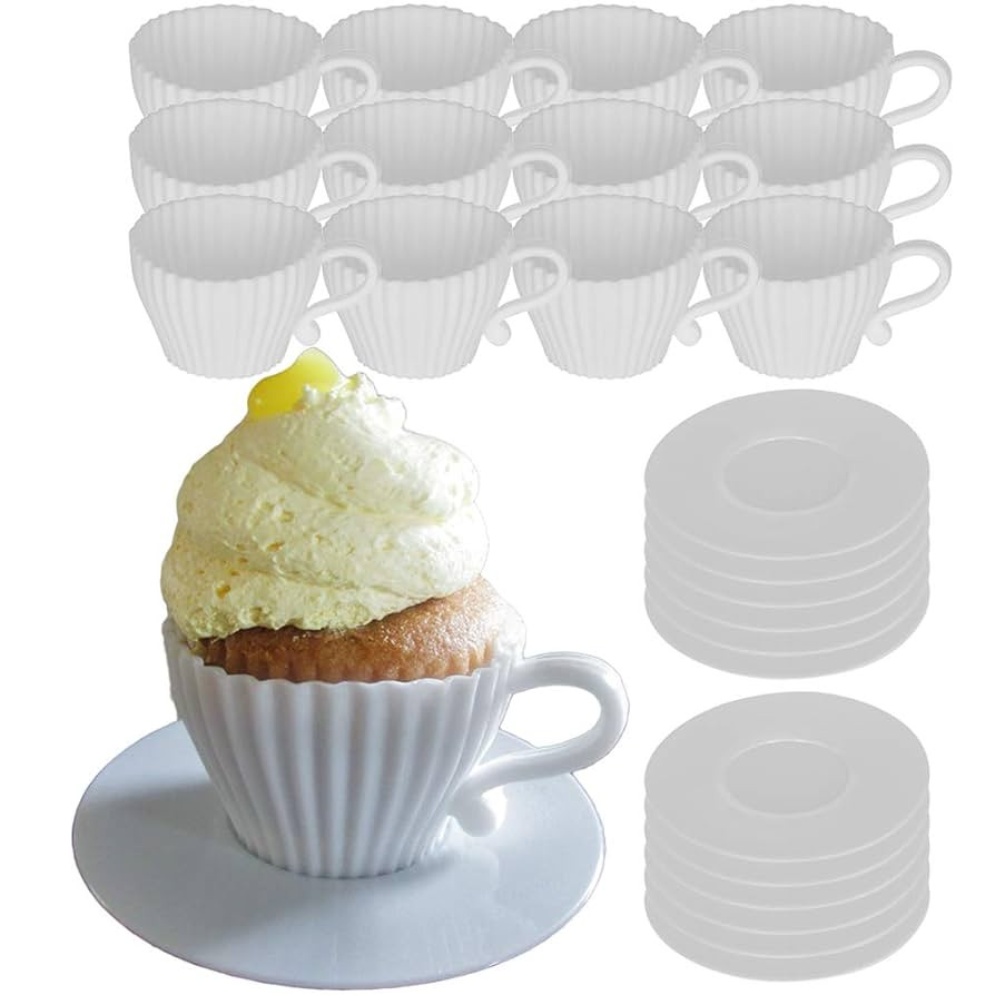 Evelots Baking Cupcake Molds - Silicone Teacup Set - 24 Pc Set - Oven-Safe - Nonstick - Muffin Cu... | Amazon (US)