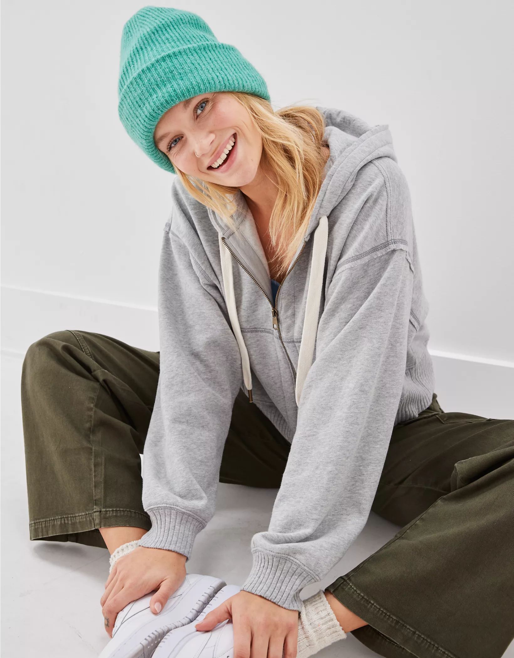 AE Fuzzy Ribbed Bestie Beanie | American Eagle Outfitters (US & CA)
