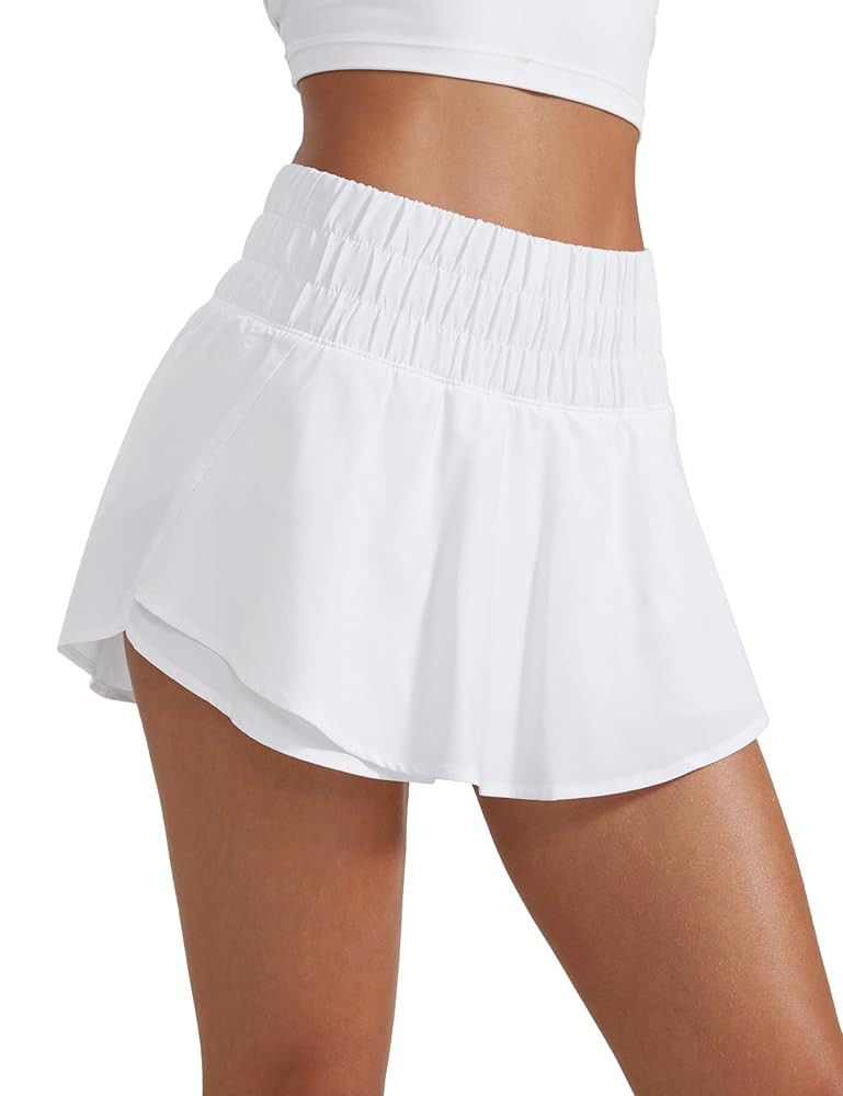 CRZ YOGA Athletic Shorts for Women High Waisted Flowy Ruffle Skirt Overlay for Workout Running Te... | Amazon (US)