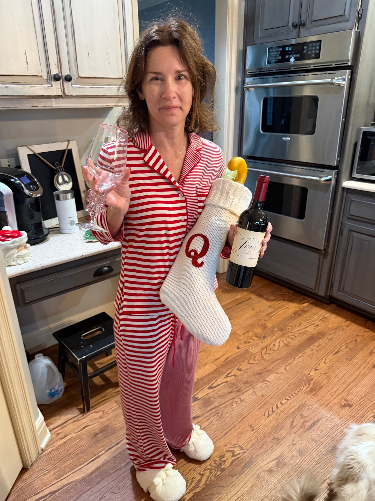 Not the best of pics …
2nd Christmas without Q ❤️‍🩹 the ache gets more real each day 😢

Kids got me a stocking with a Q on it!♥️ isn’t sweet? 

So many ask about my Pjs so I thought I would share 

I am wearing an XS 