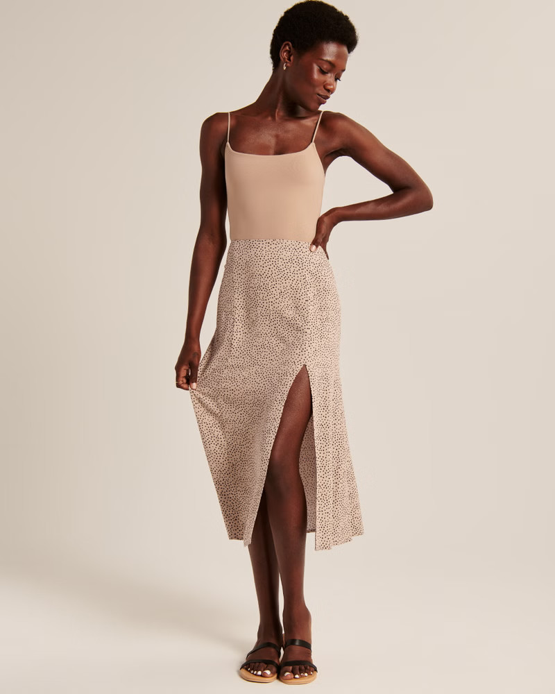 High-Slit Flirty Midi Skirt | Abercrombie & Fitch (US)