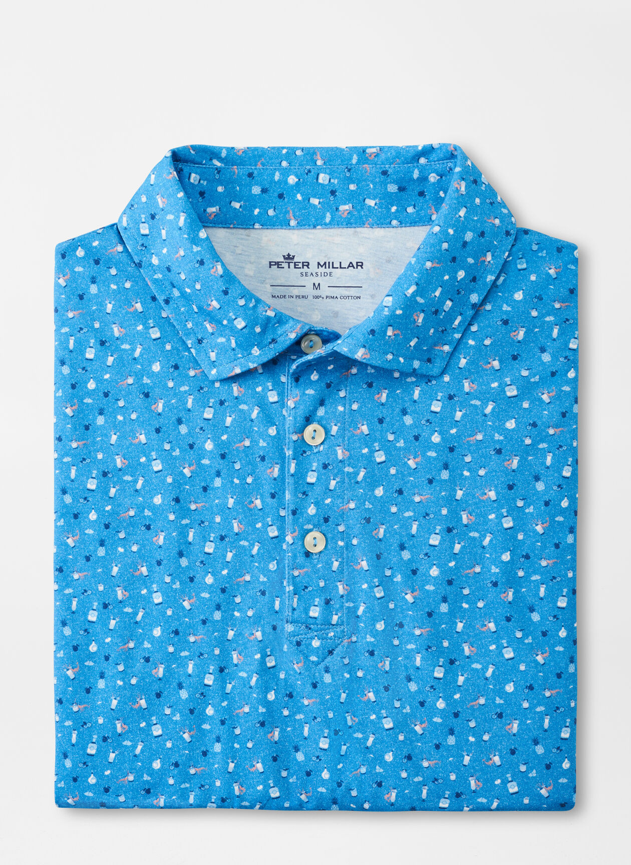 Shrimp Cocktail Aqua Cotton Polo | Peter Millar