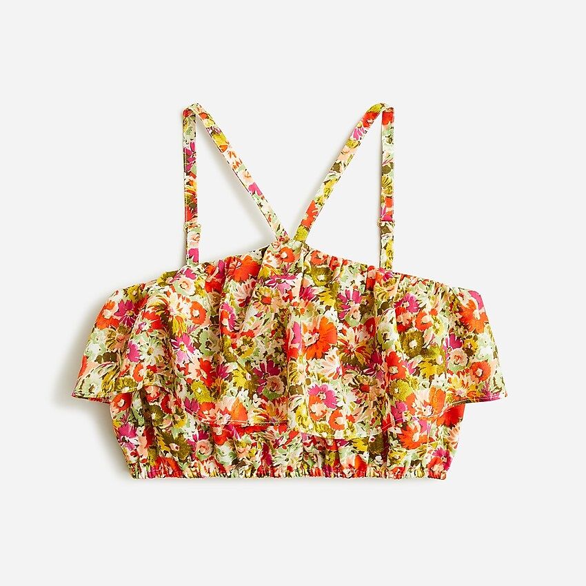 Ruffle halter top in painted block print | J.Crew US