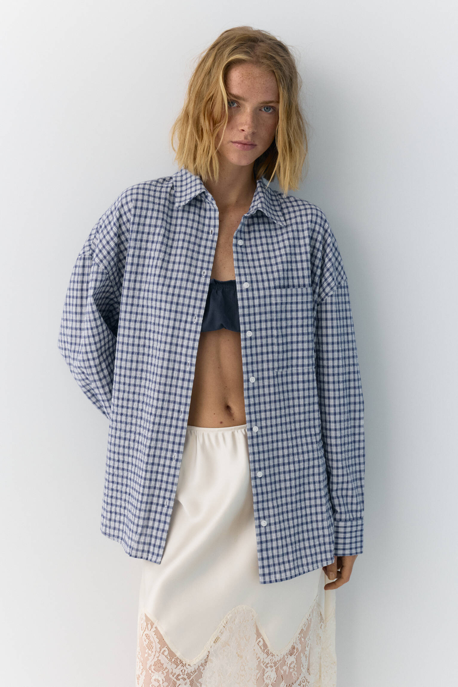 Oversize check shirt - Pull&Bear United Kingdom | PULL and BEAR UK