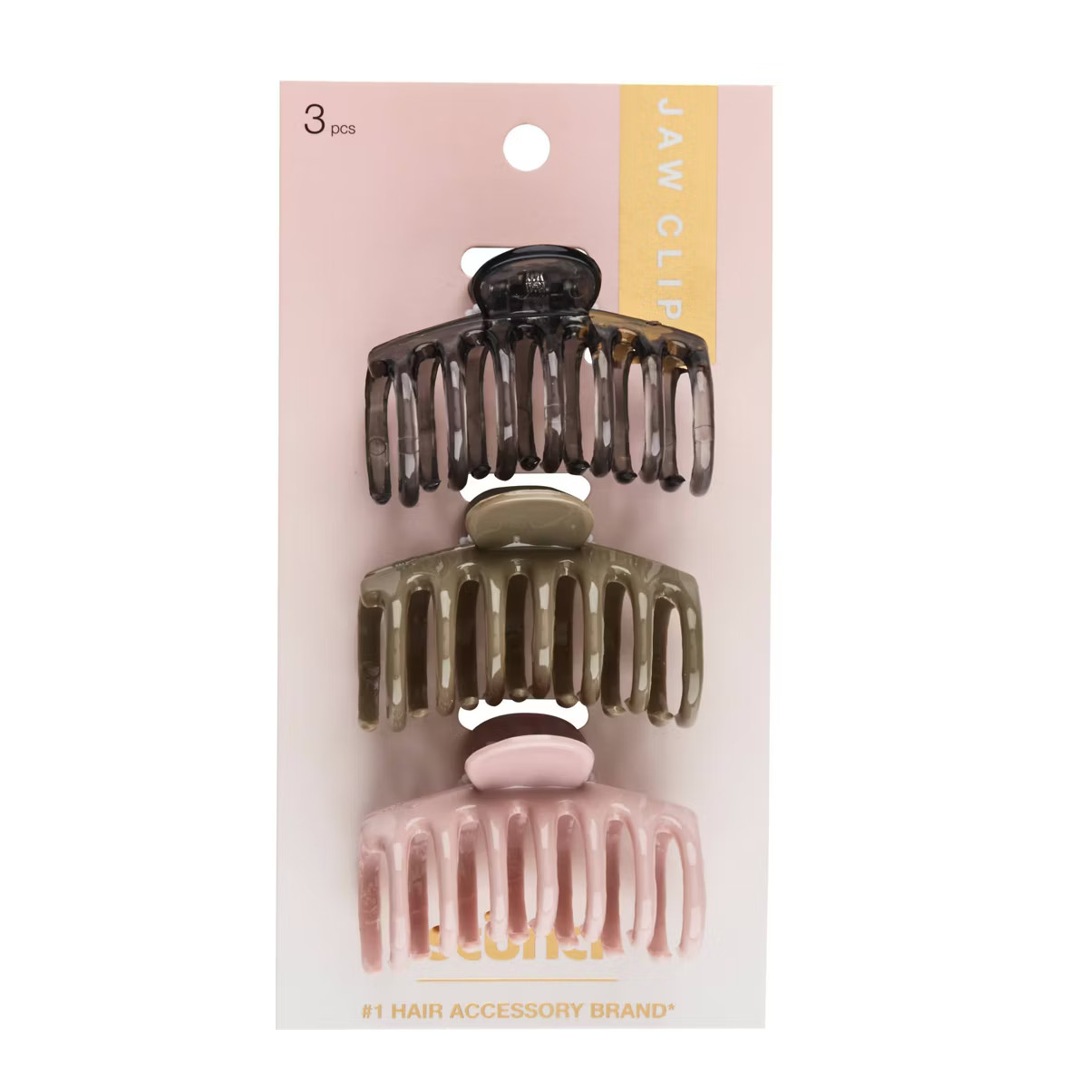 scünci Recycled Barrel Shape Claw Clips - Black/Olive/Pink - All Hair - 3pk | Target