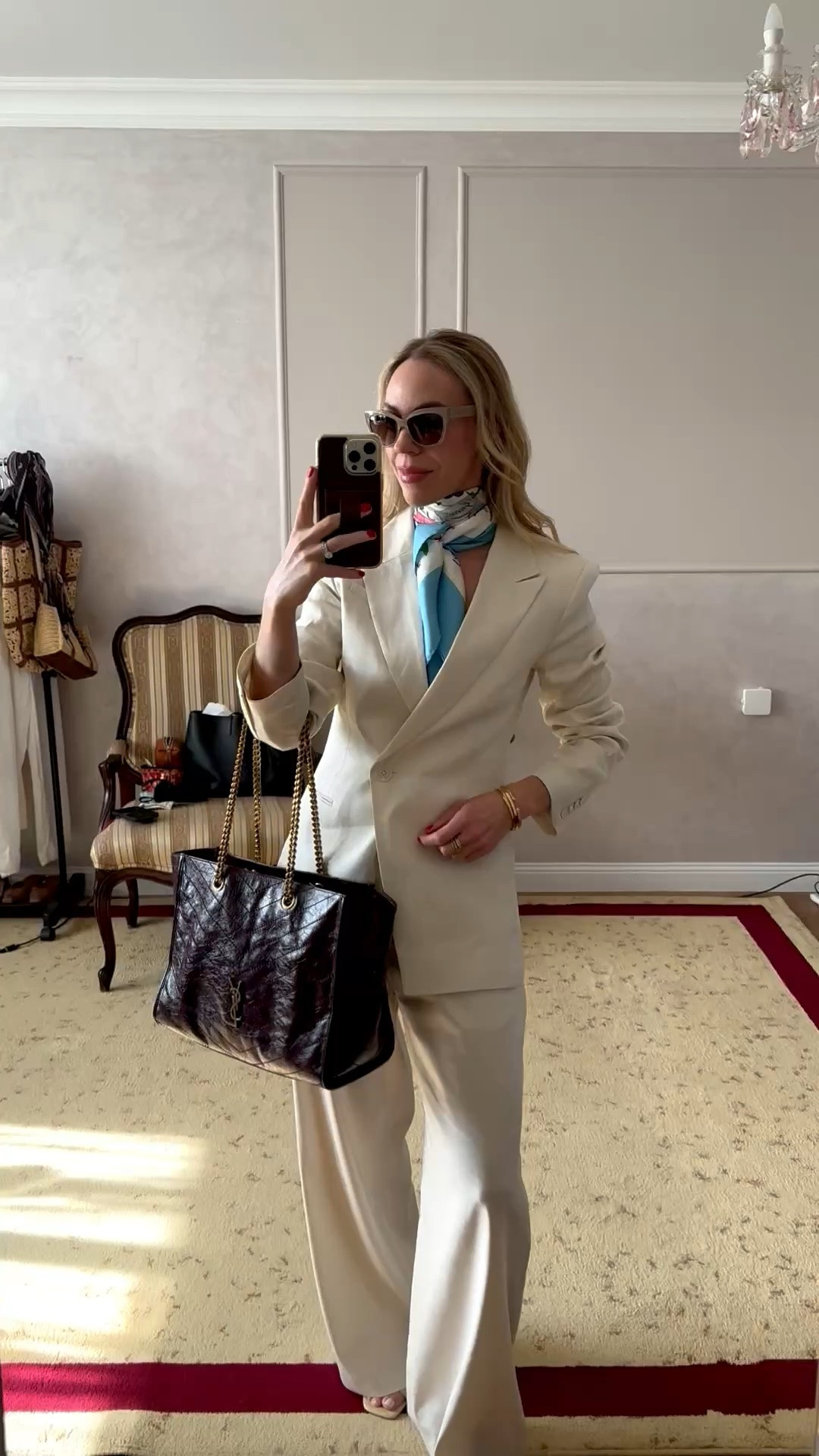 Business casual workwear, summer workwear, linen suit, cream linen blazer, silk scarf, burgundy YSL tote bag

#LTKWorkwear #LTKOver40 #LTKSeasonal