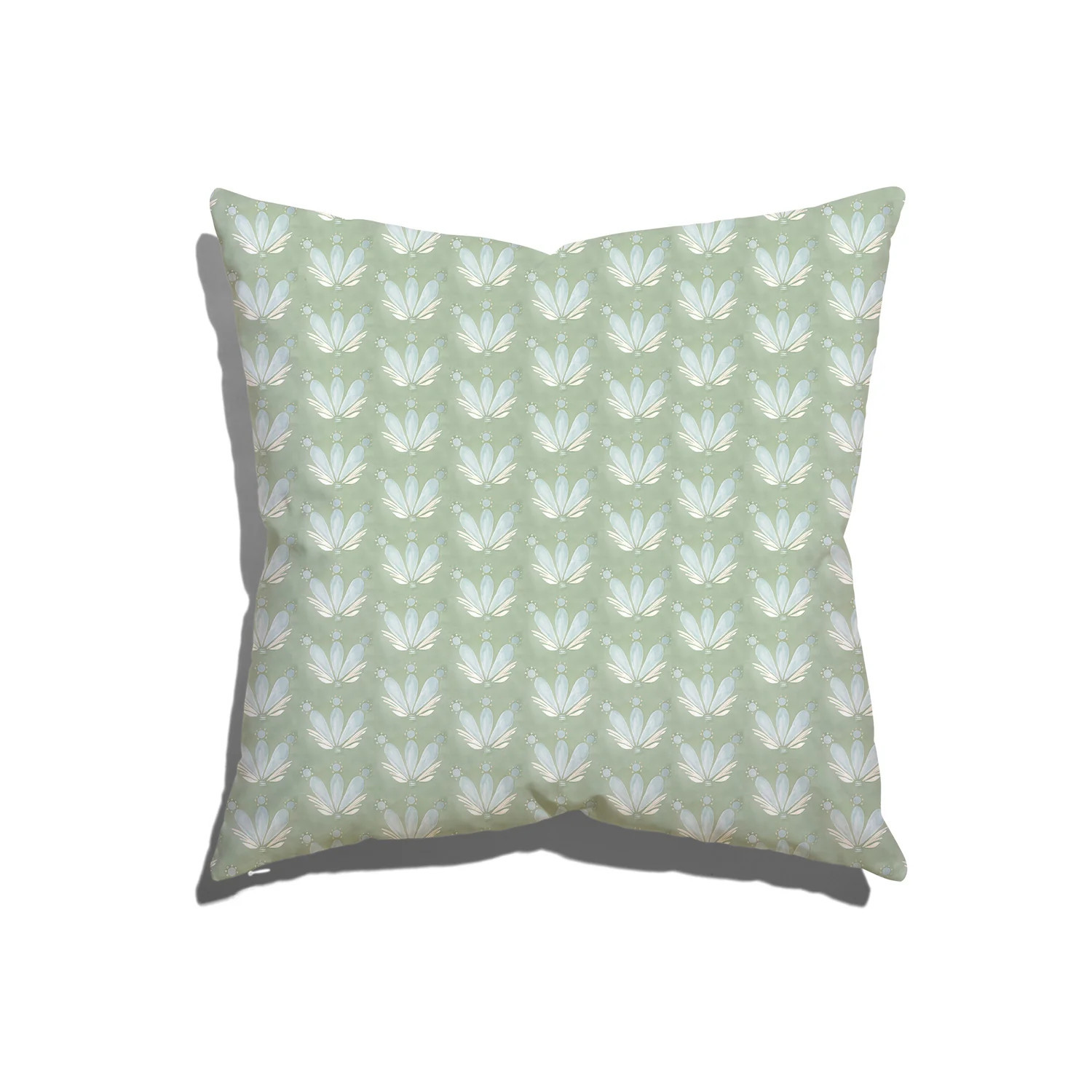Blue & Green Floral Drop Repeat Pillow | Pepper