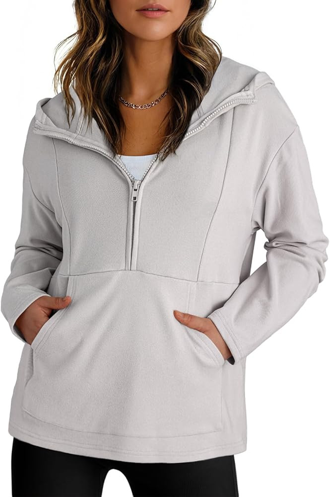 Dokotoo Hoodies for Women Soft Fleece Half Zip Up Hoodie Long Sleeve Casual Pullover Oversized Sw... | Amazon (US)