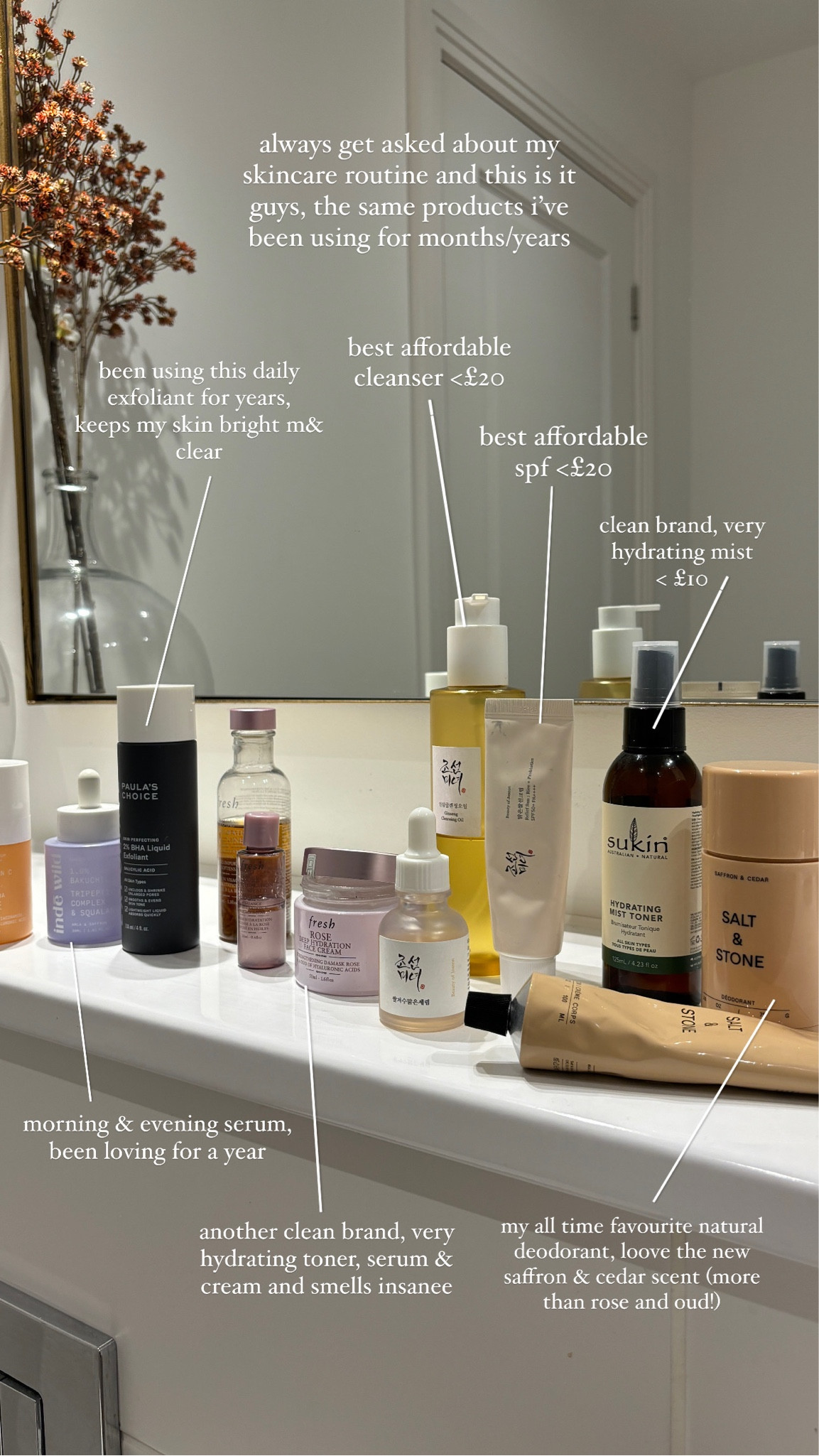 skincare, affordable, boots, sephora, cleanser, serum, exfoliant, toner, spf, natural deodorant, rose, hydrating, serum, face oil, sukin, boj, beauty of joseon, body lotion, inde wild, fresh beauty, fresh, paulas choice 

#LTKeurope #LTKfindsunder50 #LTKbeauty