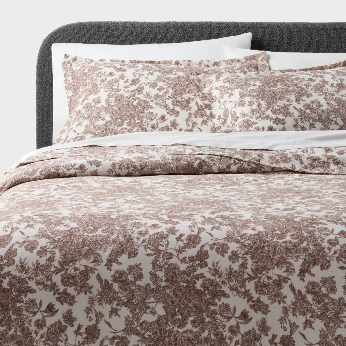 Full/Queen Casual Textured Cotton Toile Printed Duvet Set Blue - Threshold™ | Target