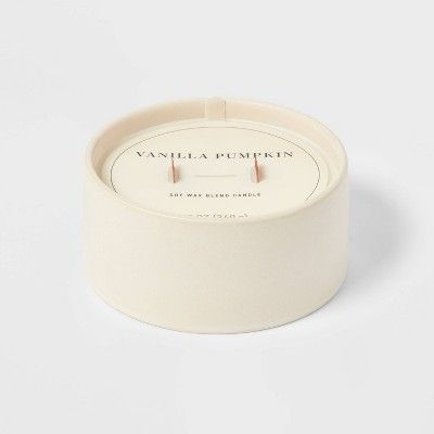 12oz Ceramic 2-Wick Wooden Vanilla Pumpkin Candle - Threshold™ | Target