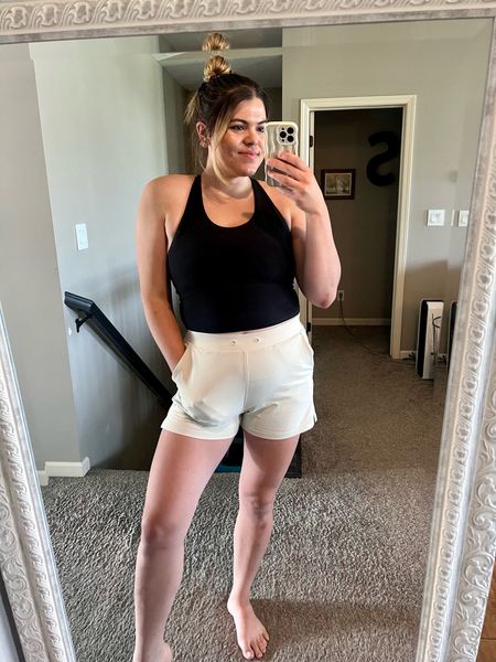 Casual sahm summer ootd
I love my old navy activewear- their shorts and longline bras are usually go tos in the warm months 👏🏼 size large in both  

#LTKsalealert #LTKcurves #LTKfit