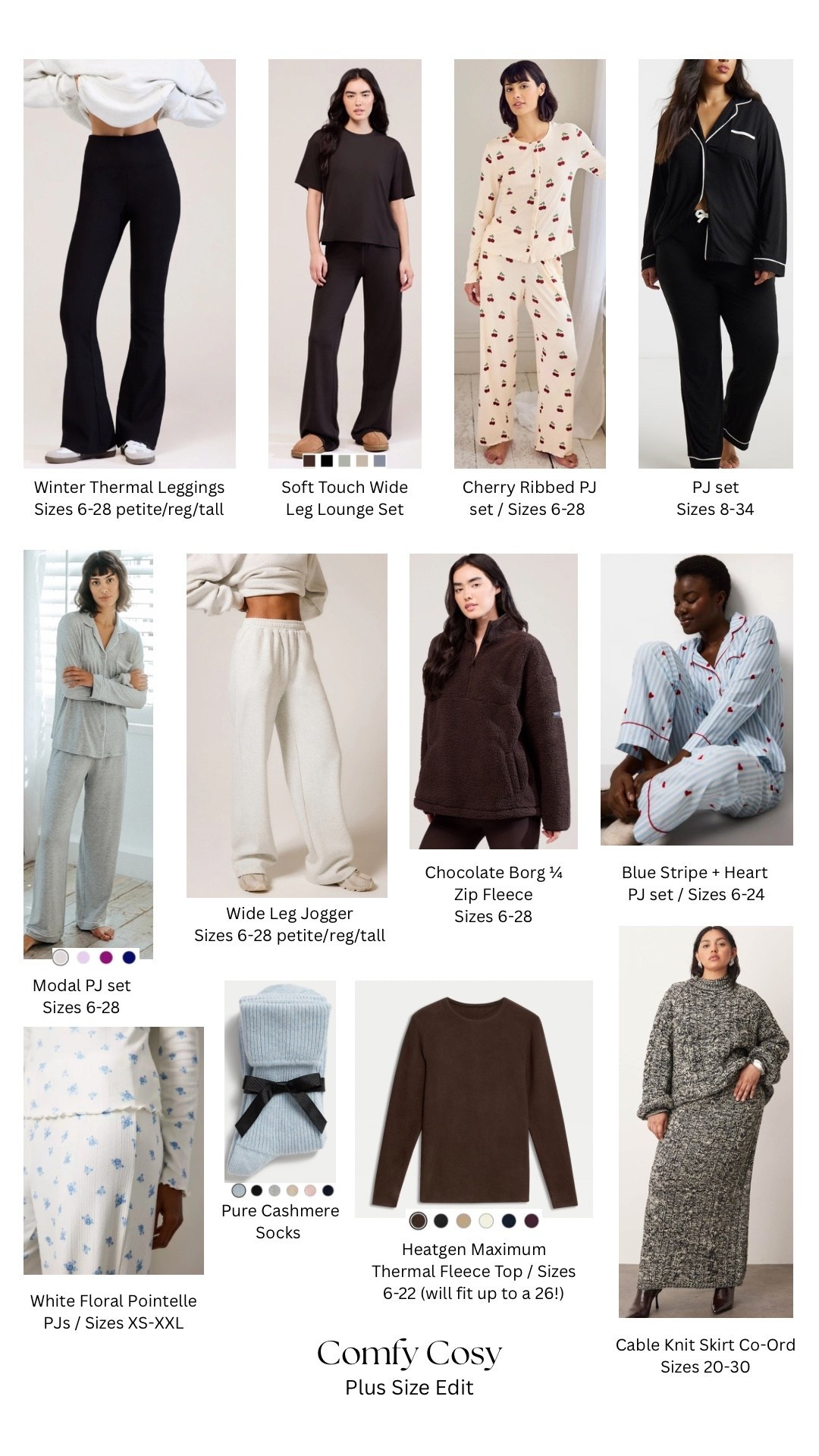 Comfy Cosy - The January Edit

Plus size winter essentials including thermal tops, winter leggings, knitwear, pjs, co-ords, joggers, cashmere sets, Valentine’s Day PJs, Borg fleece half zips.

#LTKplussize #LTKuk #LTKwinter