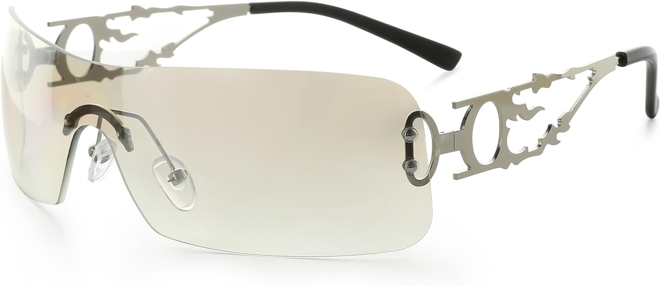 YOGFIT Rimless Y2K Sunglasses for Women Men Fashion Wrap Around Futuristic Cool Sunglasses | Amazon (US)