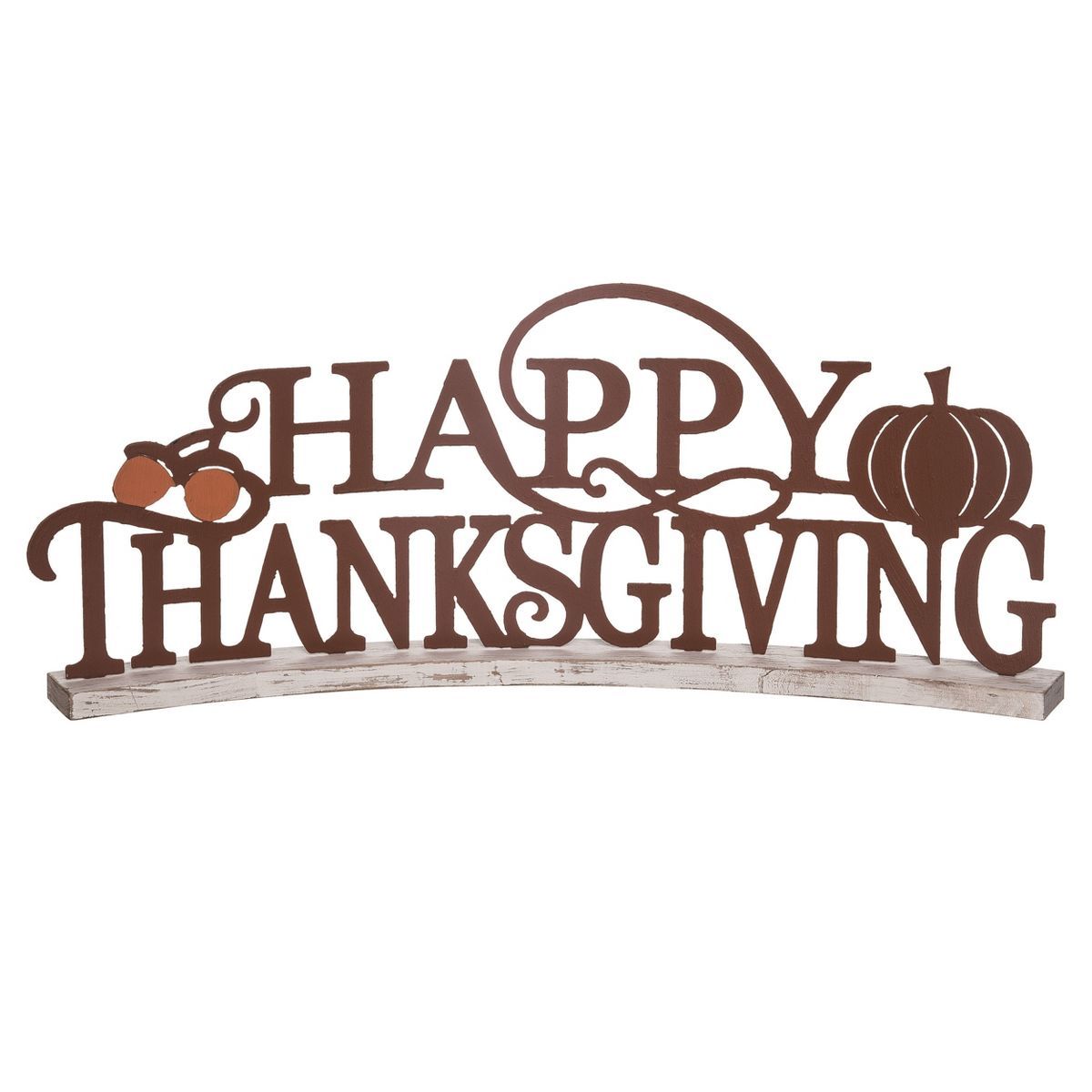 Transpac Metal 23.75 in. Orange Harvest Happy Thanksgiving Word Decor | Target