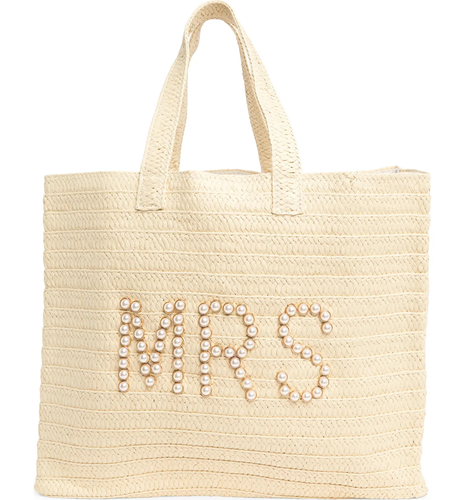 Mrs. Imitation Pearl Straw Tote | Nordstrom