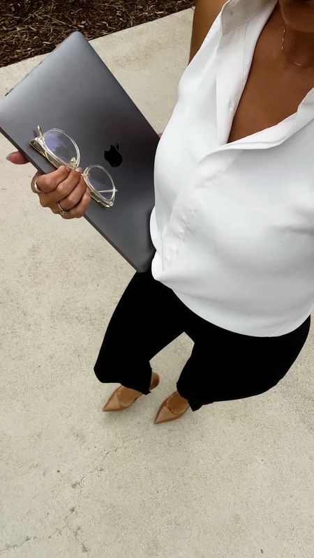 Timeless and classy business casual workwear office outfit with sleeveless button up shirt and split hem dress pants 

#businesscasual #officeoutfit 

#LTKfindsunder50 #LTKworkwear #LTKstyletip