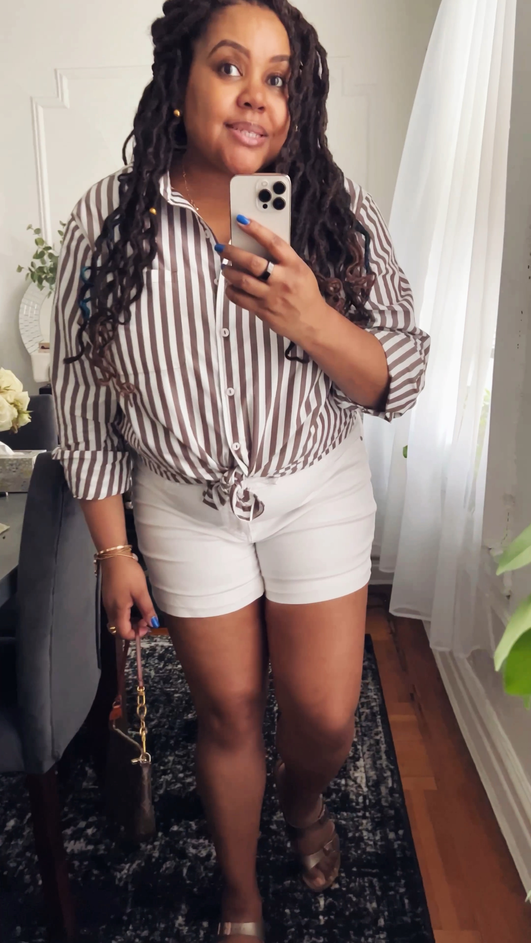 OOTD Midsize Summer Outfit. White shorts, striped shirt, Birkenstocks sandals. No makeup look because 🔥🔥🔥 #ltkseasonal #ltkunder100 #ltkxprimeday


#LTKxAnthro #LTKcurves #LTKstyletip