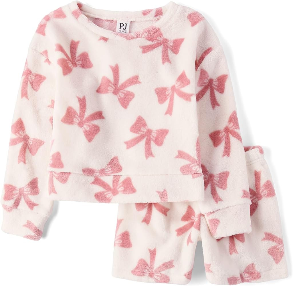 The Children's Place girls 100% Fleece Long Sleeve Top and Shorts,2 Piece Pajama Set | Amazon (US)