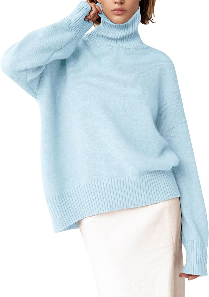 YKR Women's Turtleneck Sweater Chunky Long Sleeve Knitted Pullover High Low Hem Trendy 2025 Fall ... | Amazon (US)